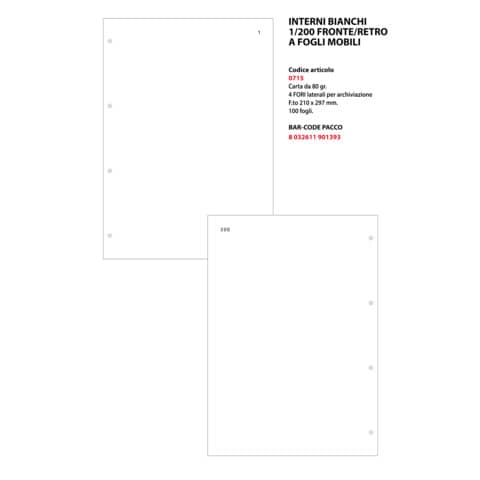 Interni bianchi 1/200 fronte/retro fogli mobili O.C.L. 100 fogli - 0715